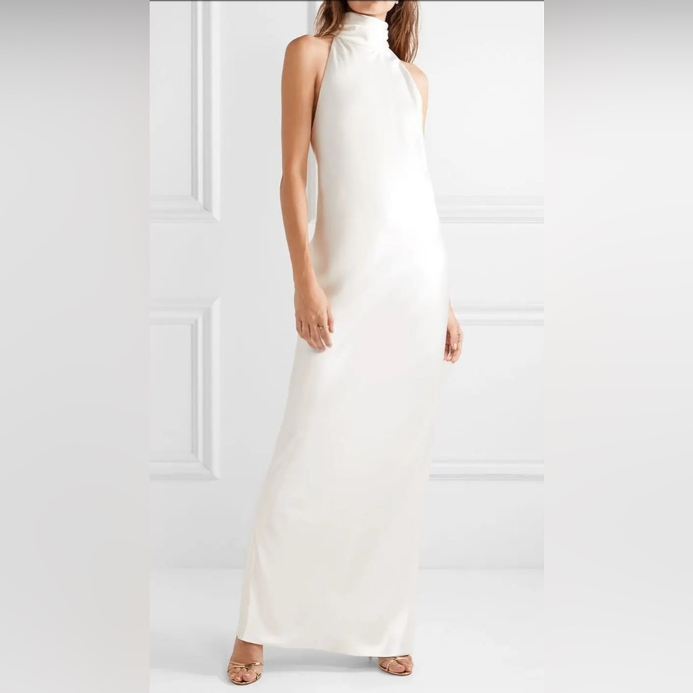 NWT - BRANDON MAXWELL
Open-back silk-charmeuse halterneck gown